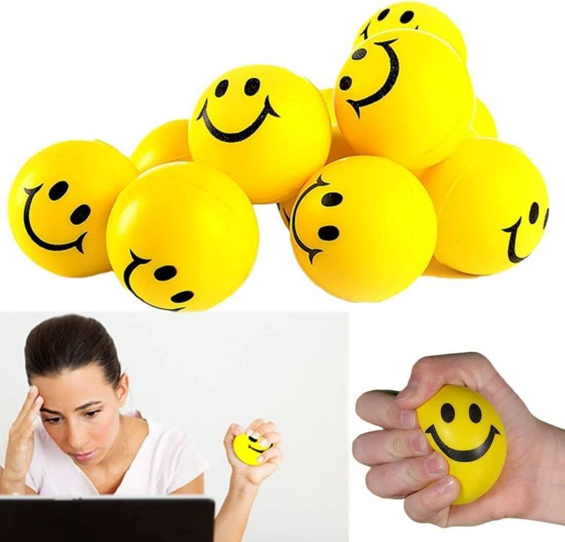 5 Pieces of Yellow Smiley Face Squishy Balls