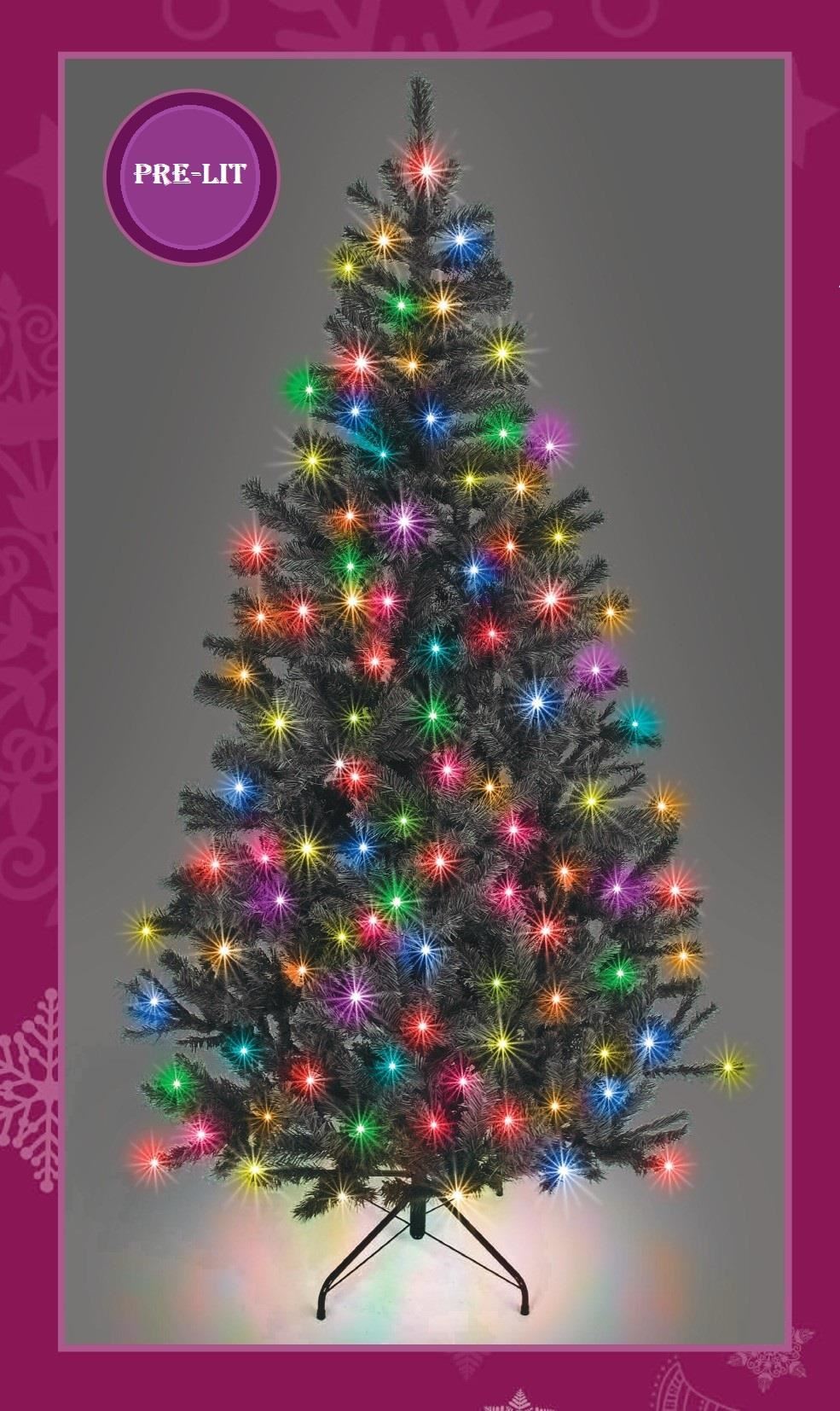 6ft Pre-Lit Alaskan Pine Christmas Tree, Multicolour LEDs