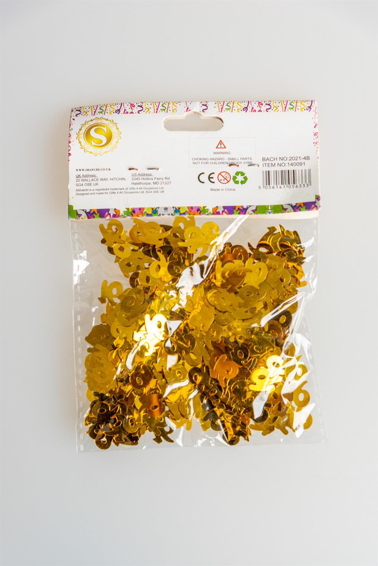 16th Birthday Confetti in Gold, 14g, 4 Packs