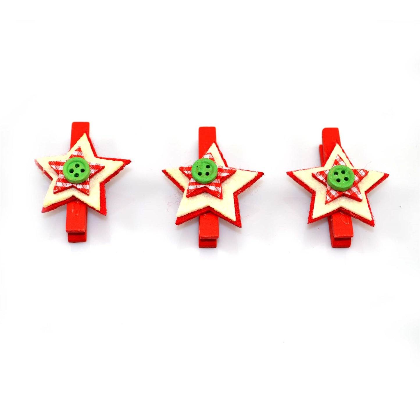 3 Christmas Wooden Mini Peg Art & Craft Clips