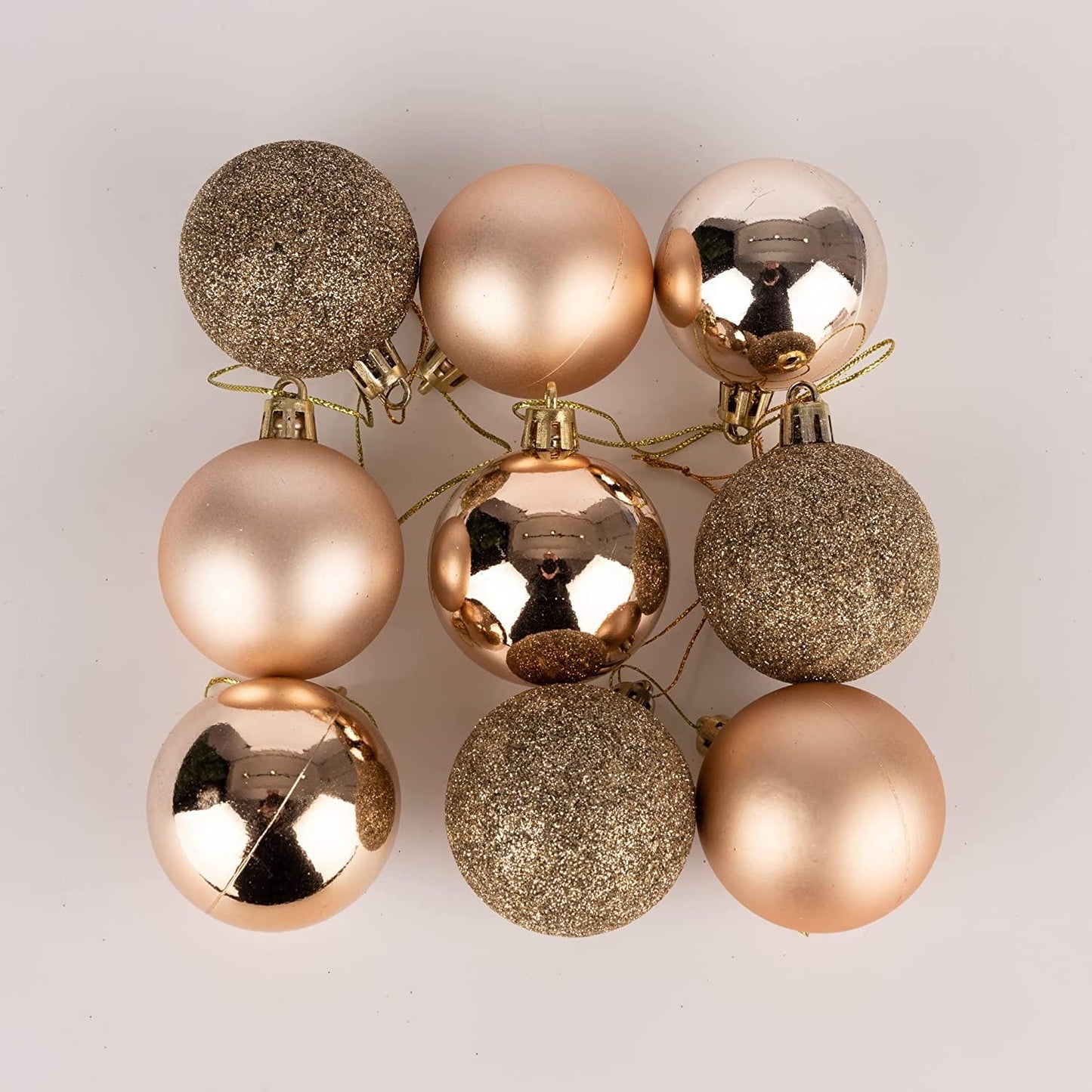 Set of 9 Champagne 5cm Baubles (PVC)