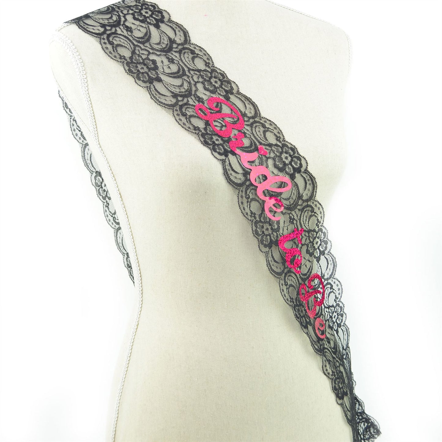 Shatchi BRIDE TO BE Black Lace Sash