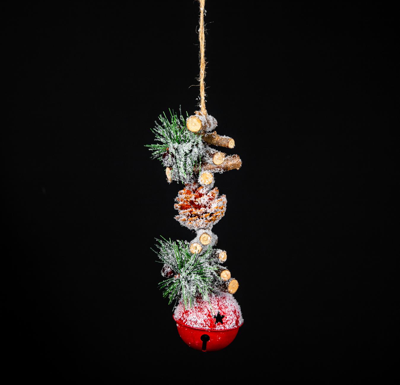 Garland Hanging Decoration with Red Bells 33cm