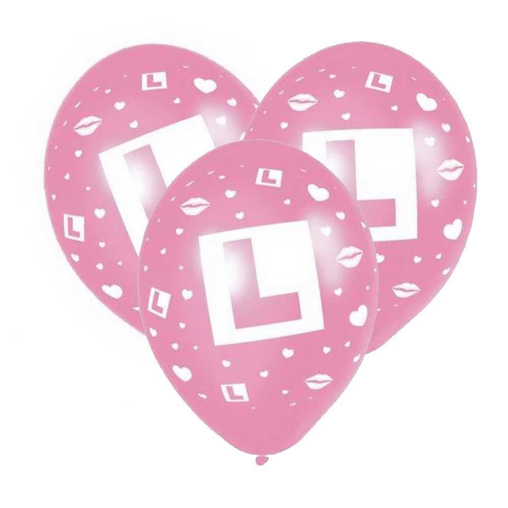 18 Pink L Plate Balloons (11")