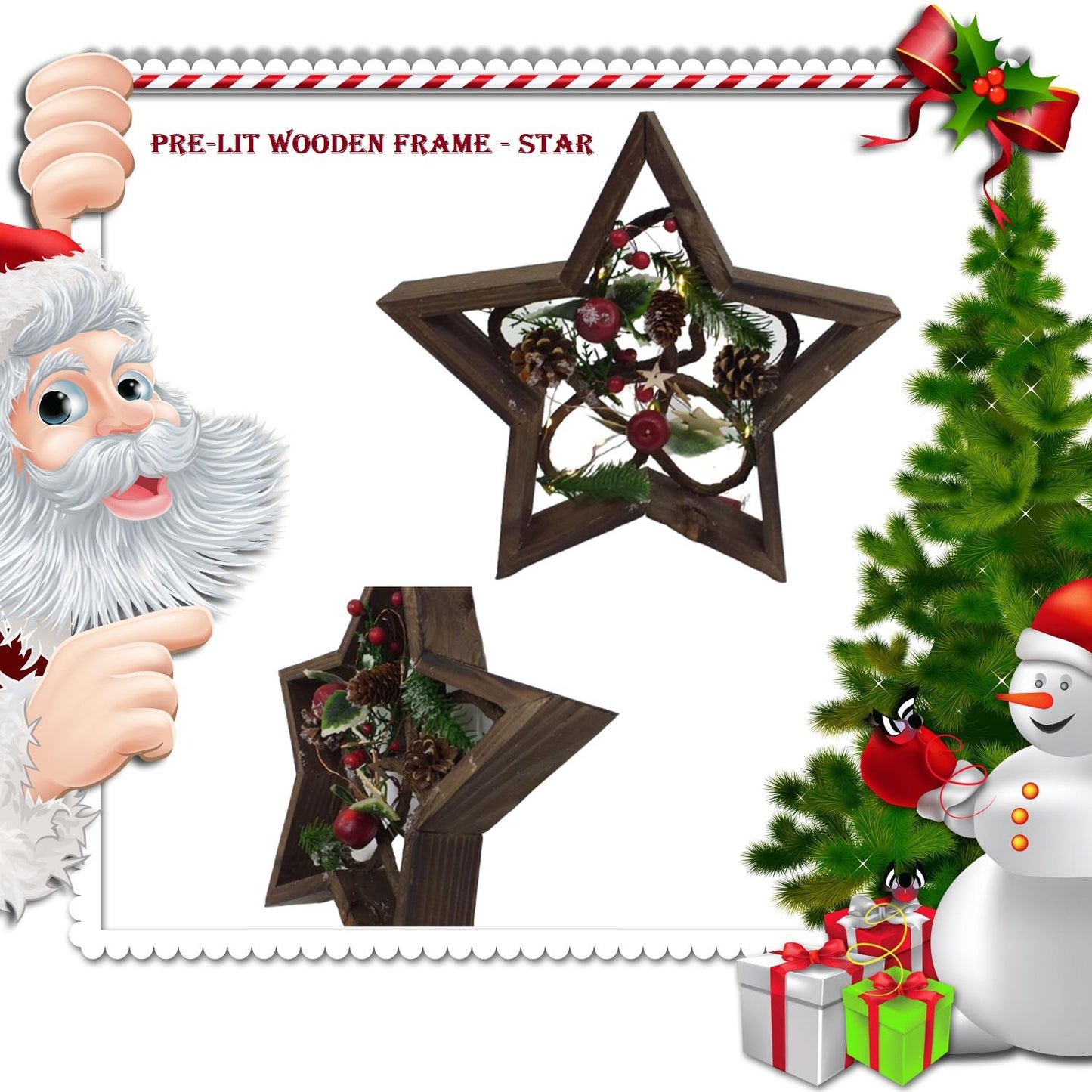 Wooden Star Frame - 32cm