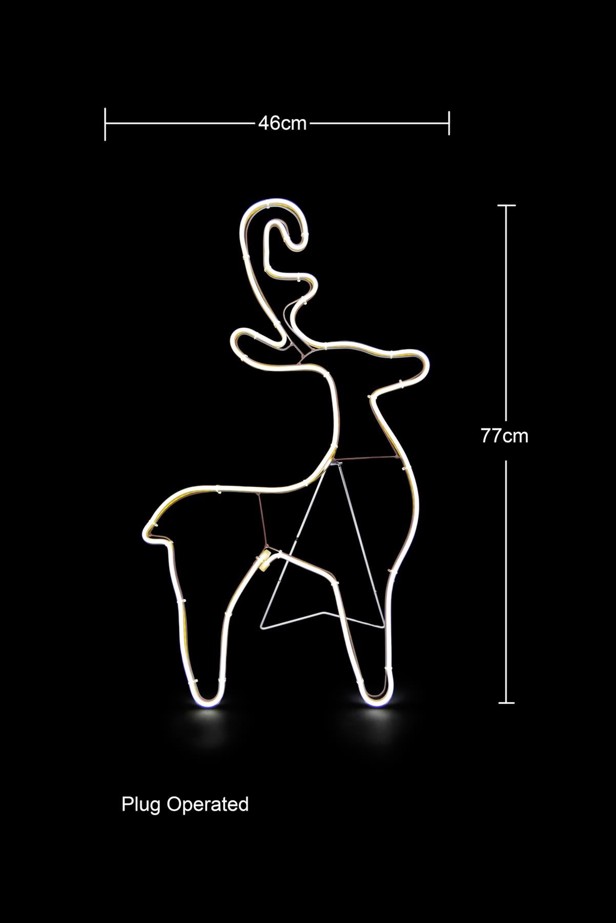 Reindeer Rope Light Silhouette (Cool White) 74 x 40cm