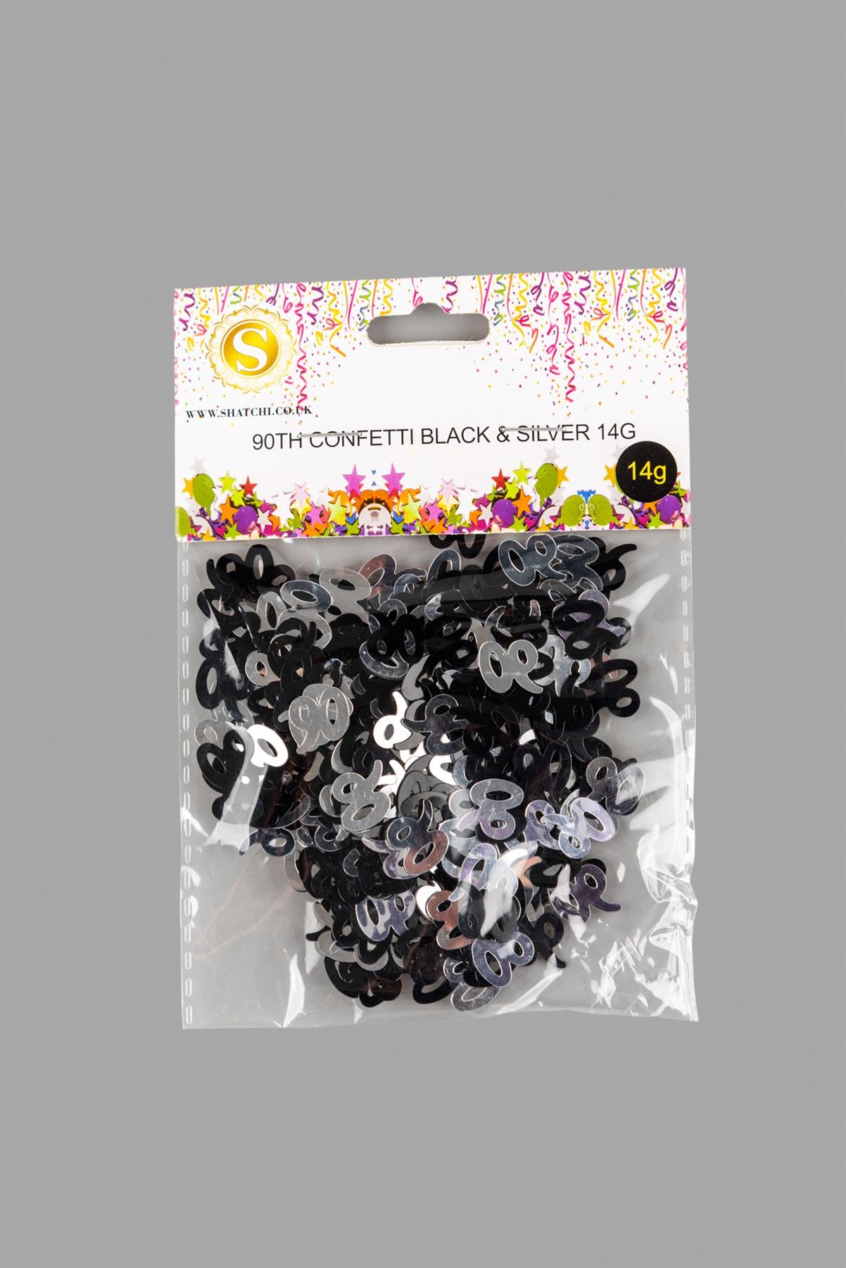 90th Confetti Black & Silver 14G 2PK