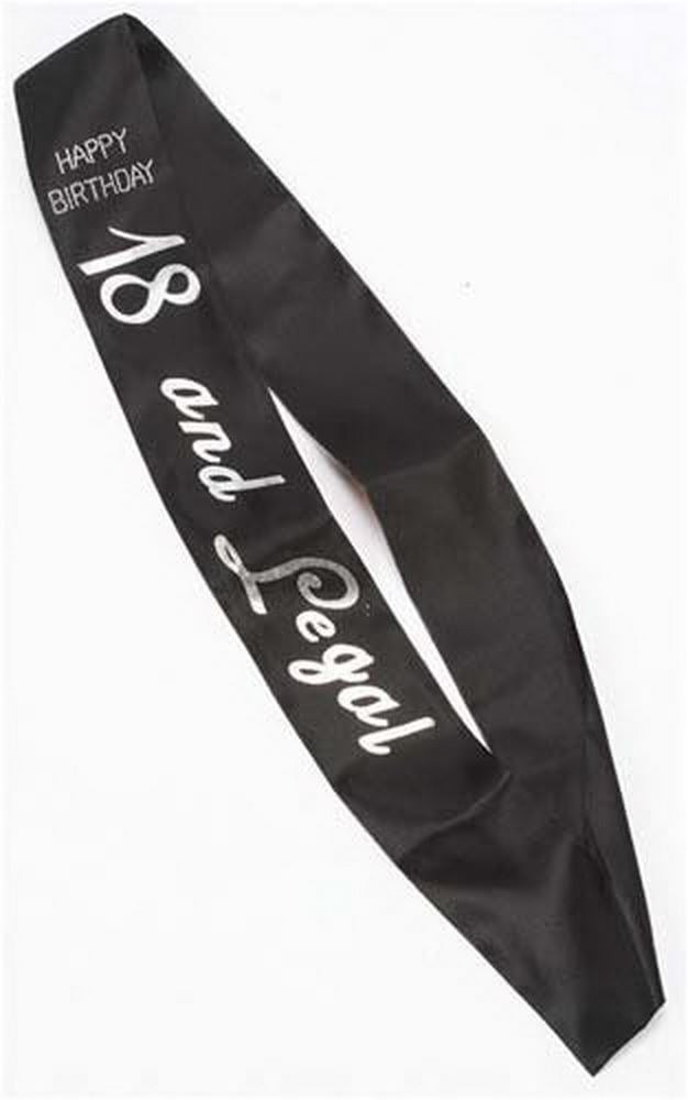Shatchi 18th Birthday Sash Black & Silver