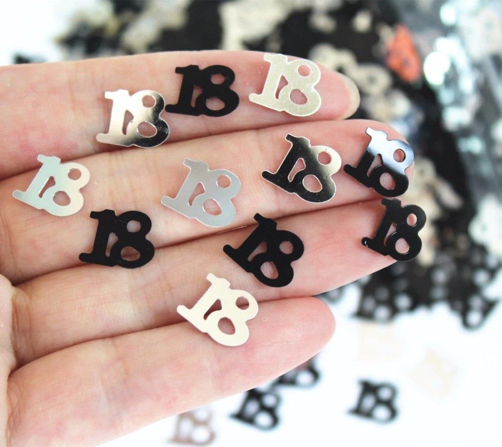 4 Packs of 18th Confetti Black & Silver 14g Each