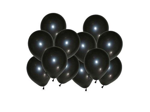 10 Metallic Black Balloons (12")