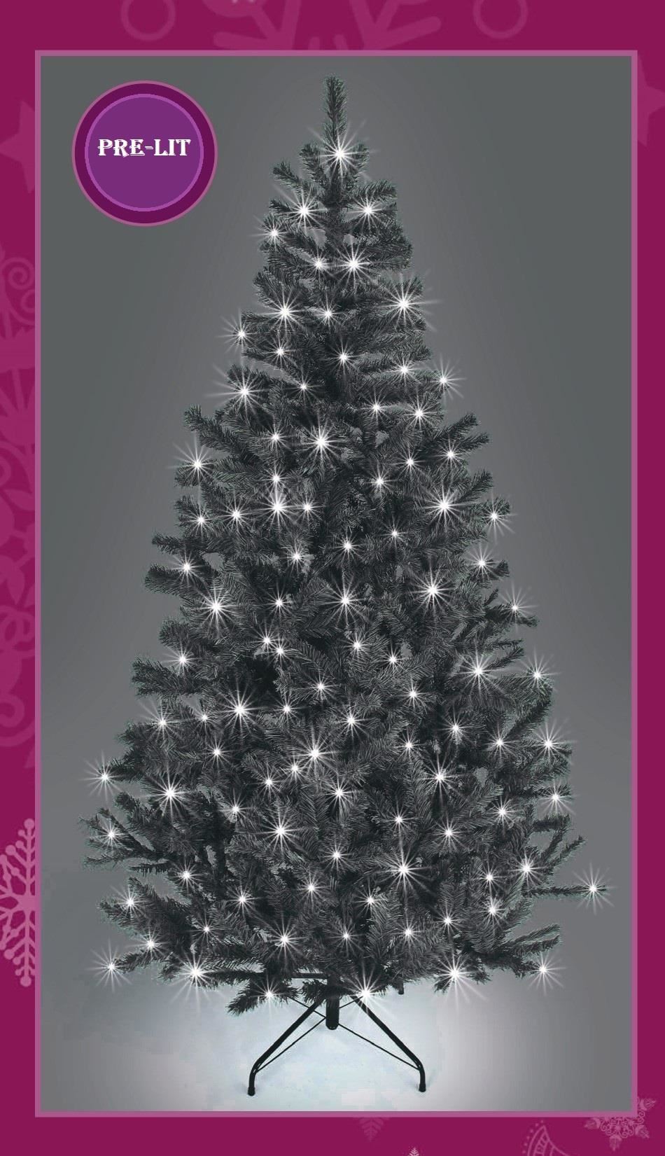 7ft Pre-Lit Alaskan Pine Christmas Tree Black with White LEDs