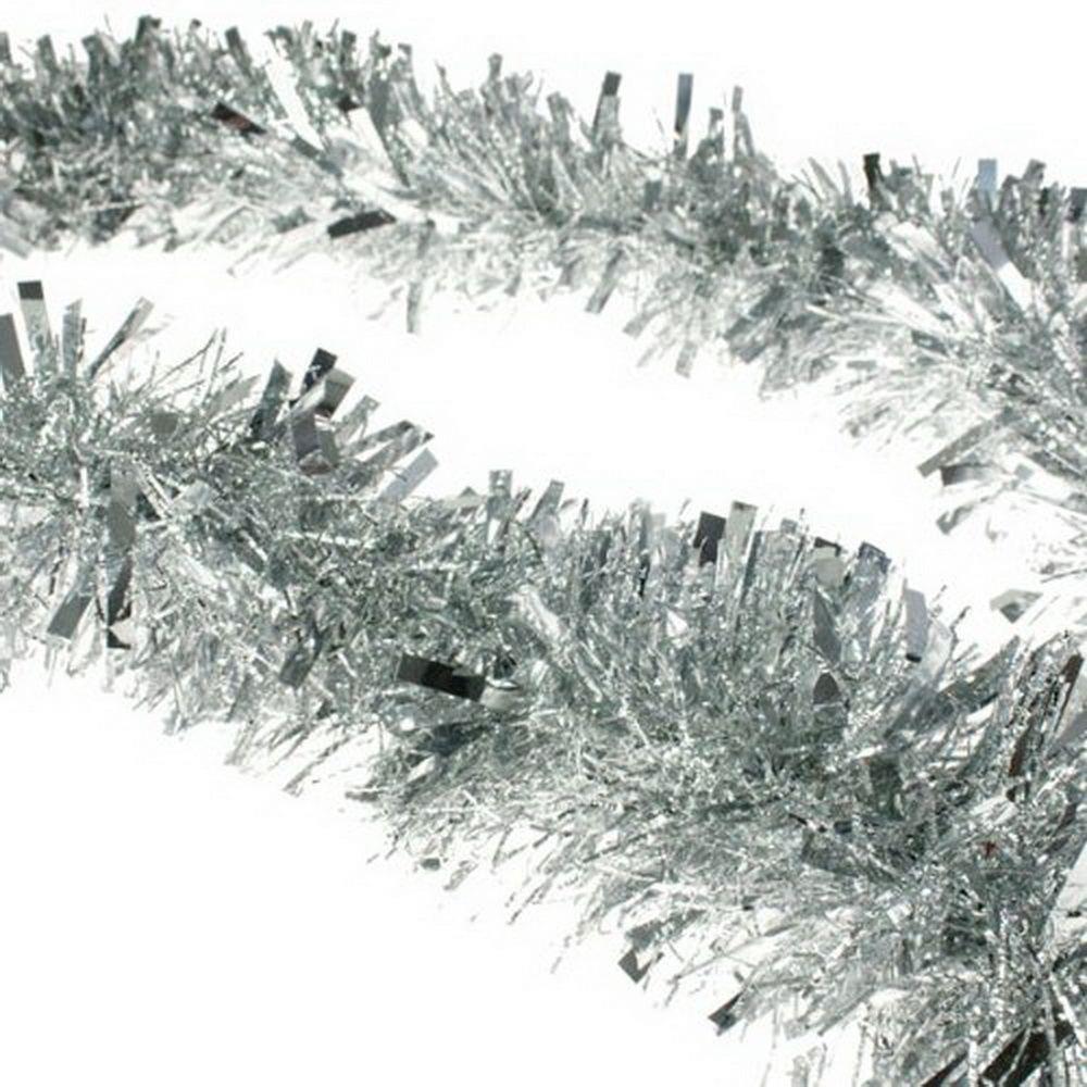 4 Pieces of Silver Tinsel Tree Decorations - 1.8m