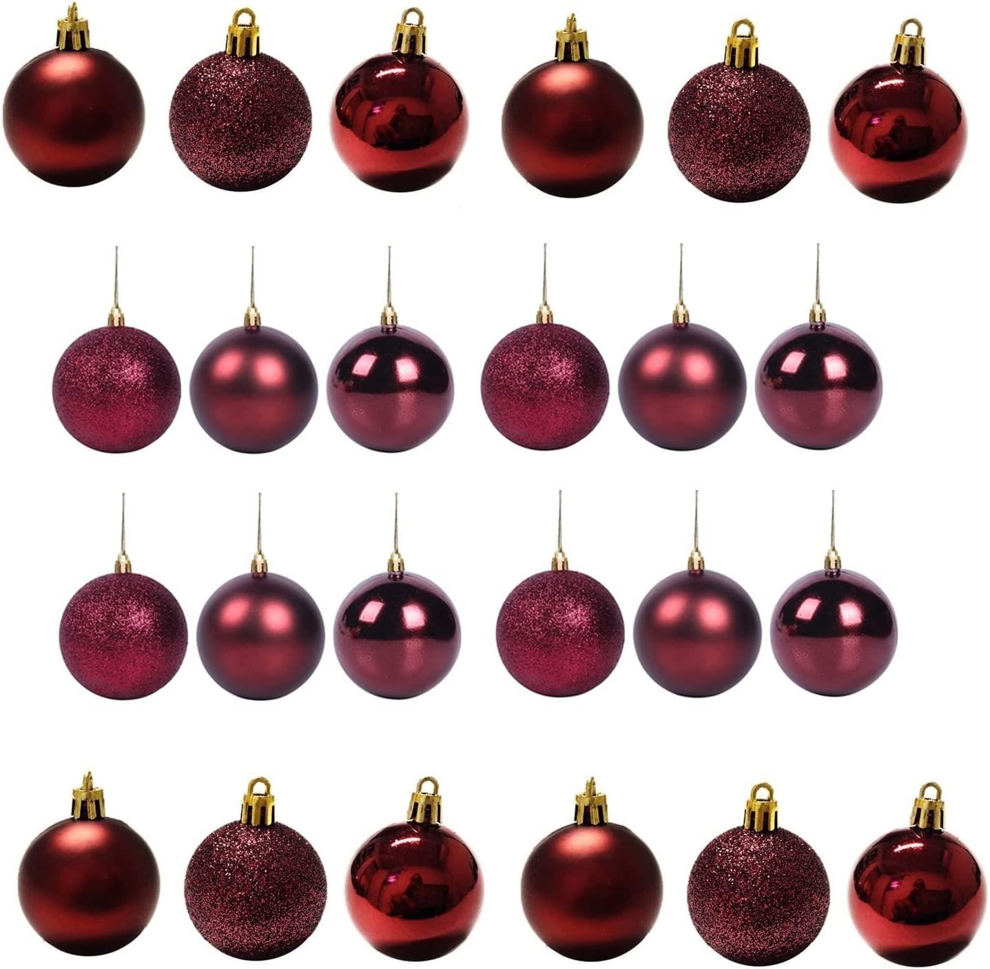 24 Burgundy Baubles (5cm)
