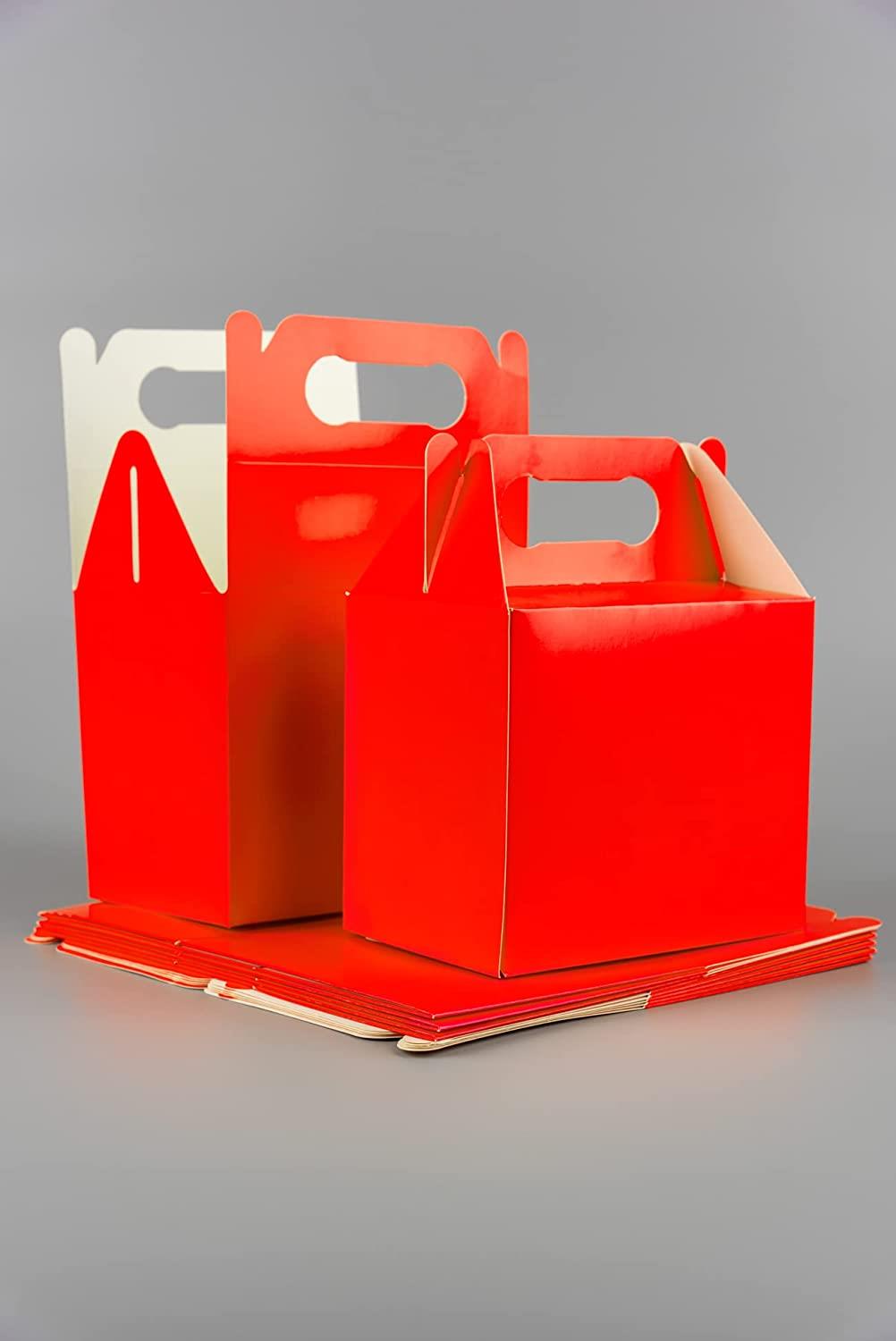 30 Kids Red Carry Food Meal Party Boxes