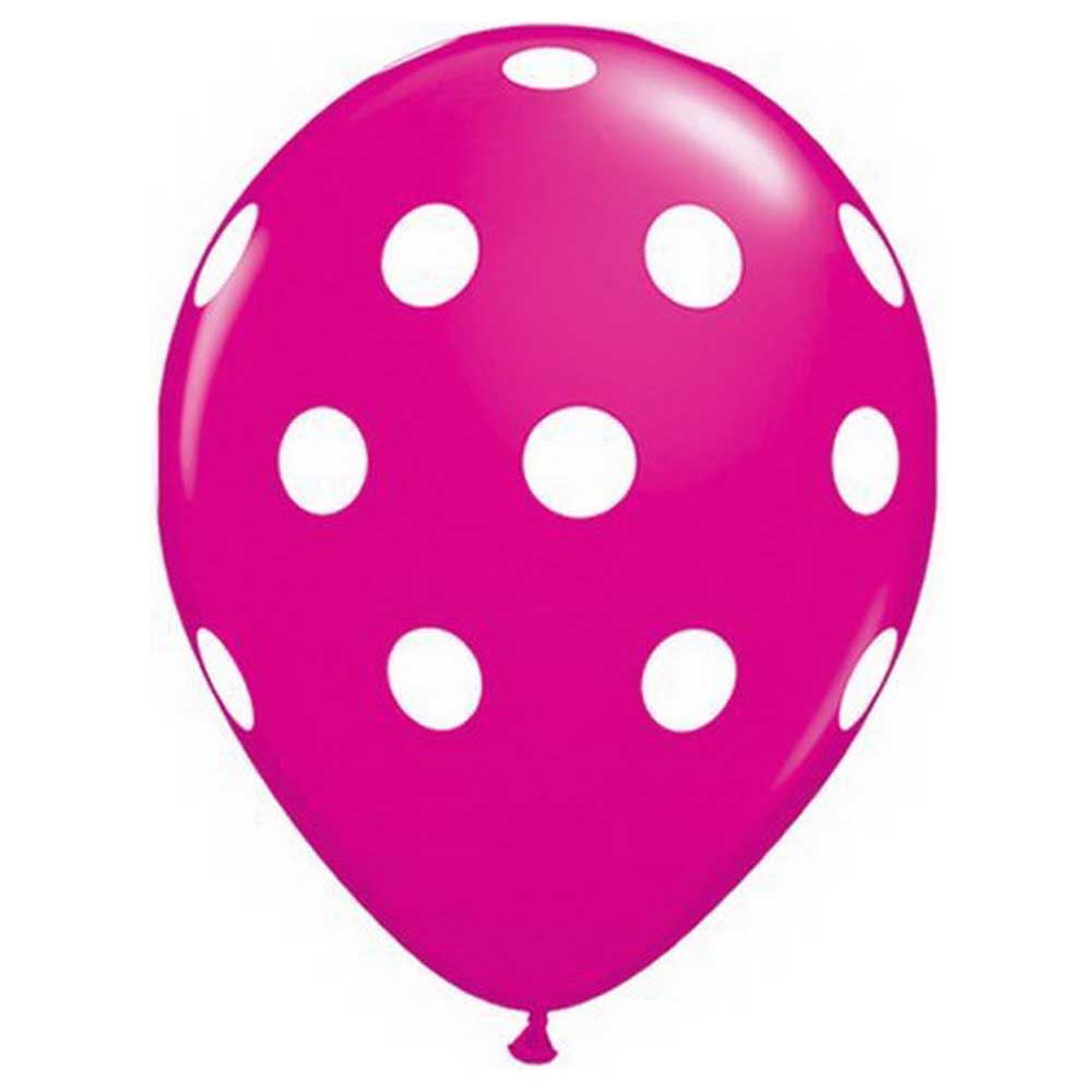6 Pcs 12" Polka Dot Balloons Dark Pink