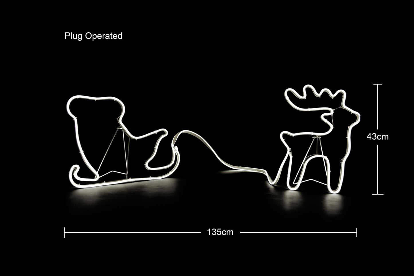 Reindeer and Sleigh Rope Light Silhouette