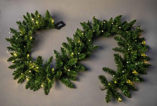 Pre-Lit Imperial Pine Green Garland with Warm White LEDs - 200cm