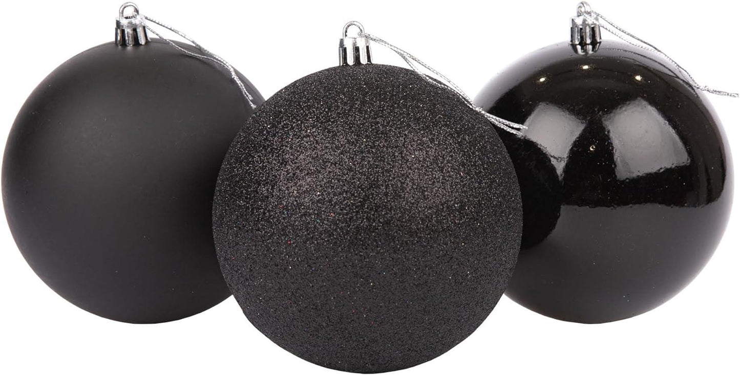 3 Black Baubles (10cm)