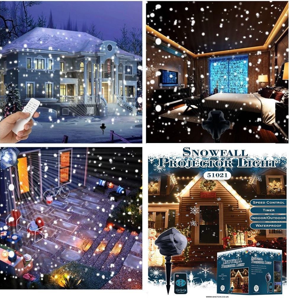 Snowfall LED Projector Light w/ Timer & Remote