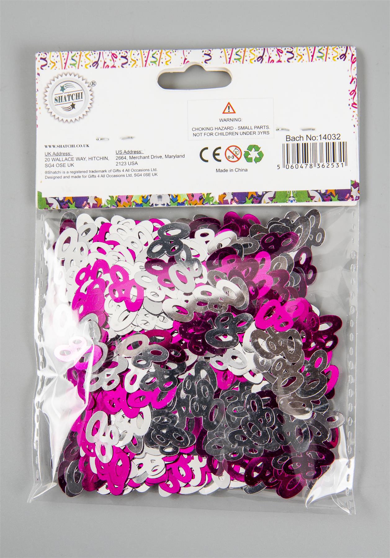 5 x Pink 80th Birthday Confetti
