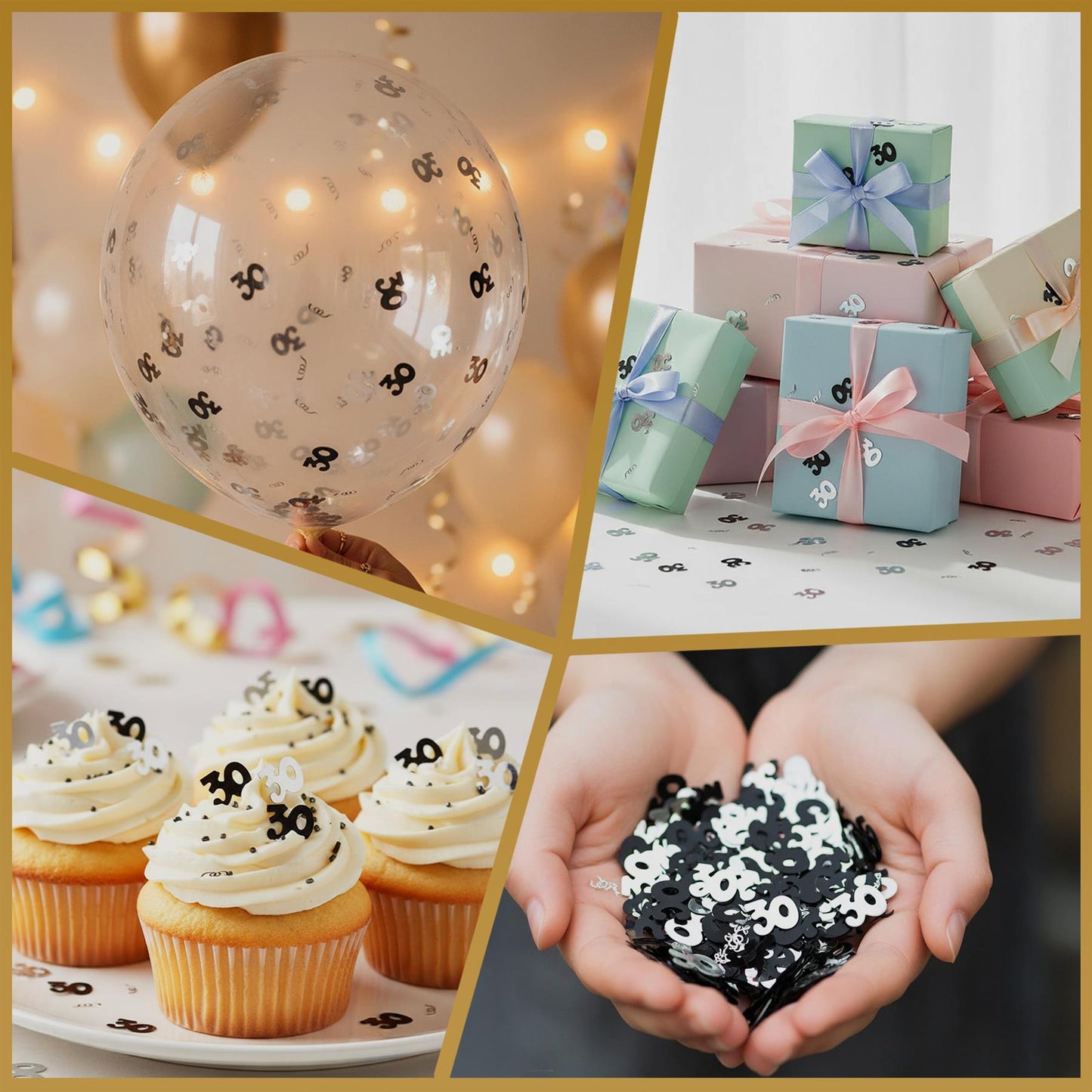 2x 14g 30th Black Happy Birthday Confetti