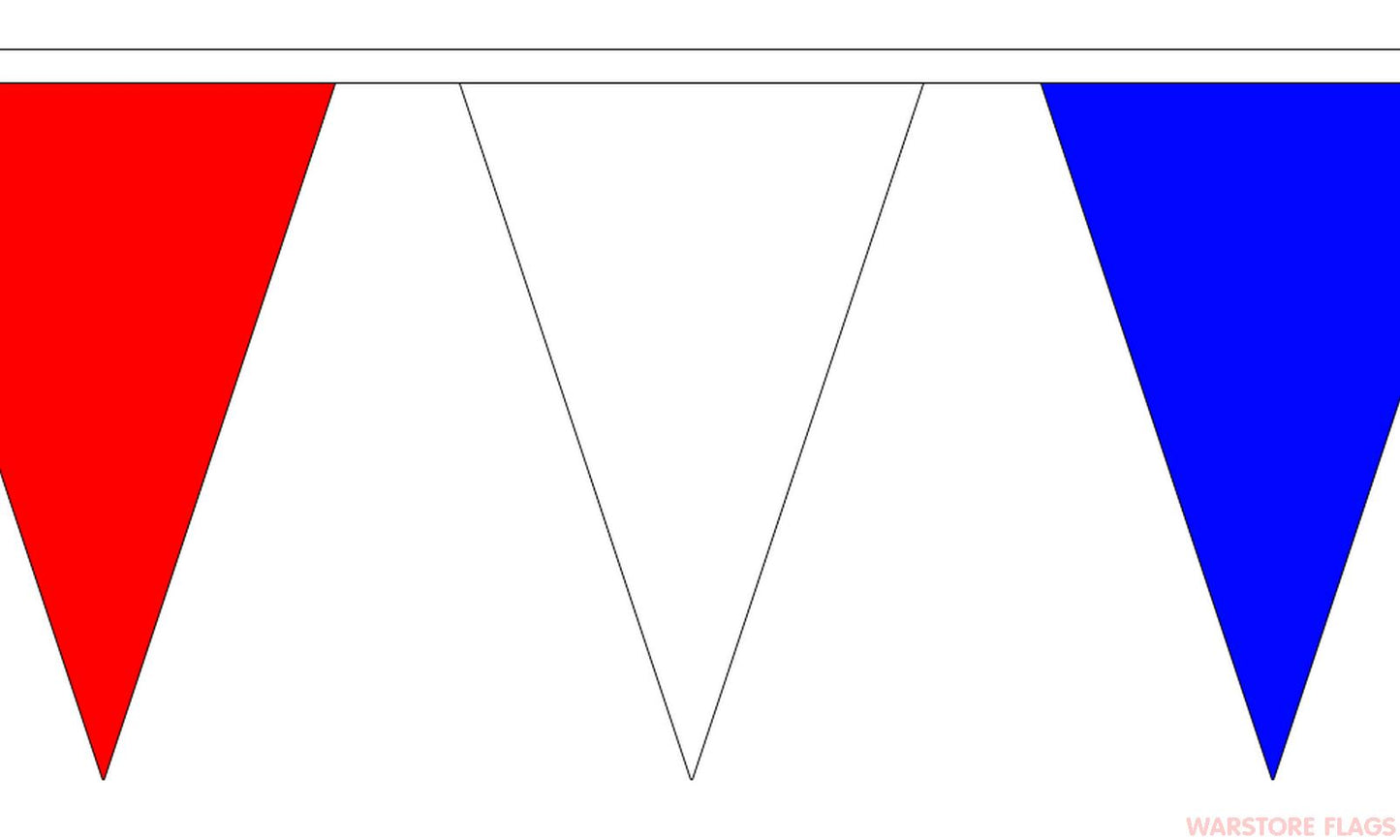 10m Bunting with 20 Flags - Red/White/Blue Triangles