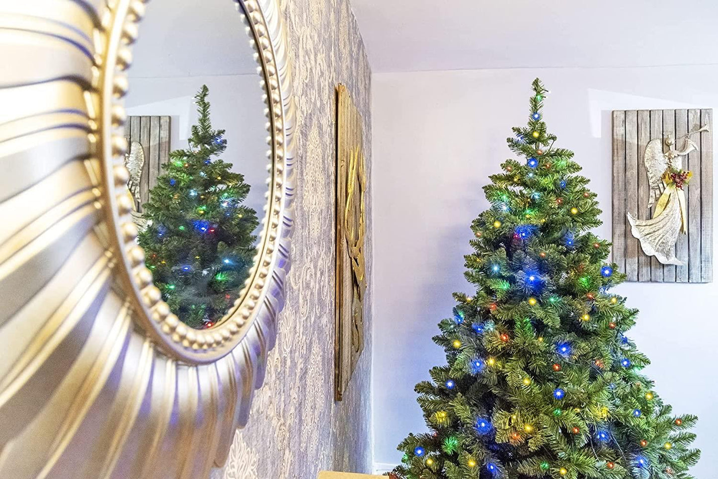 8Ft Pre-Lit Imperial Pine Christmas Tree Green Multicolour LEDs