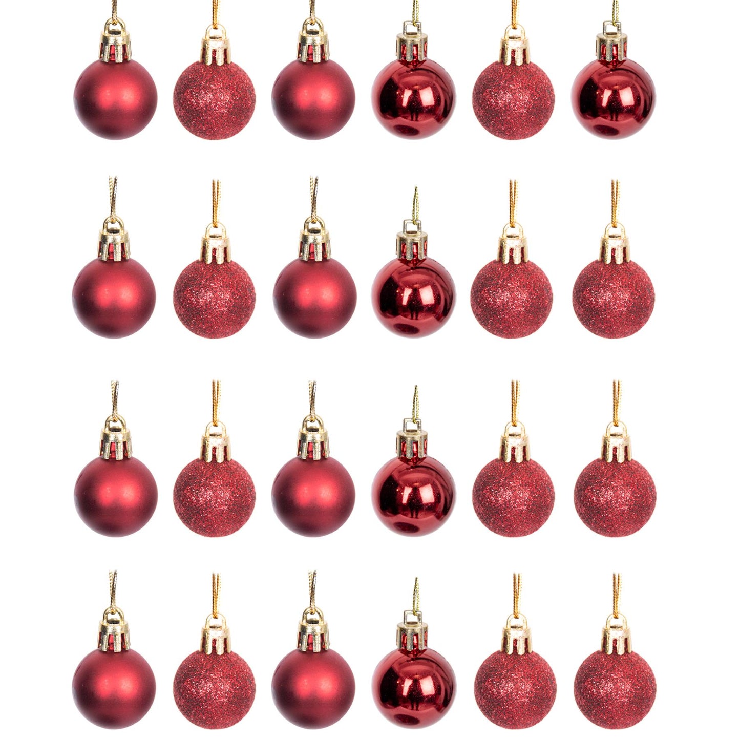12 Dark Red Baubles (3cm)