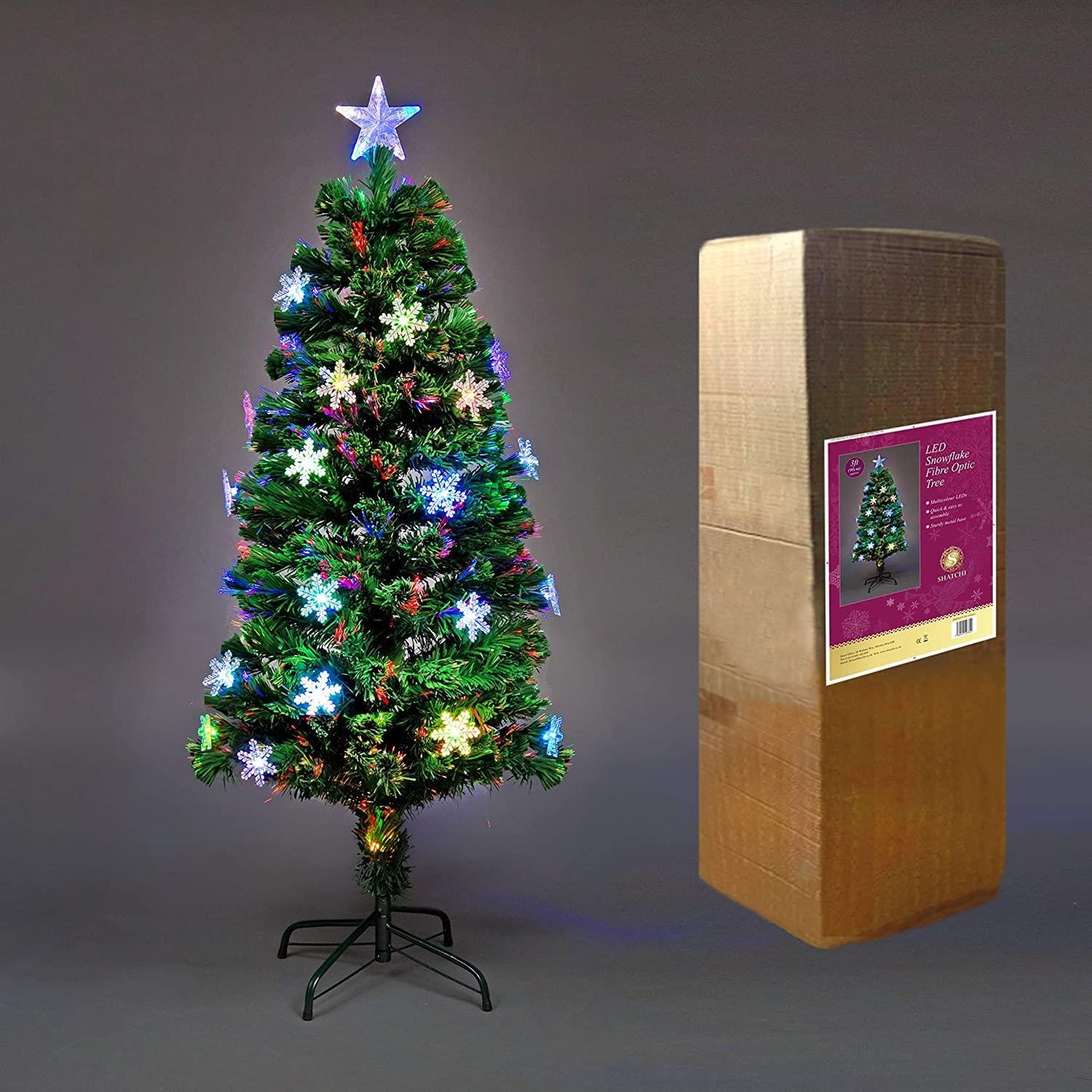 6ft Snowflake LED Fibre Optic Christmas Tree