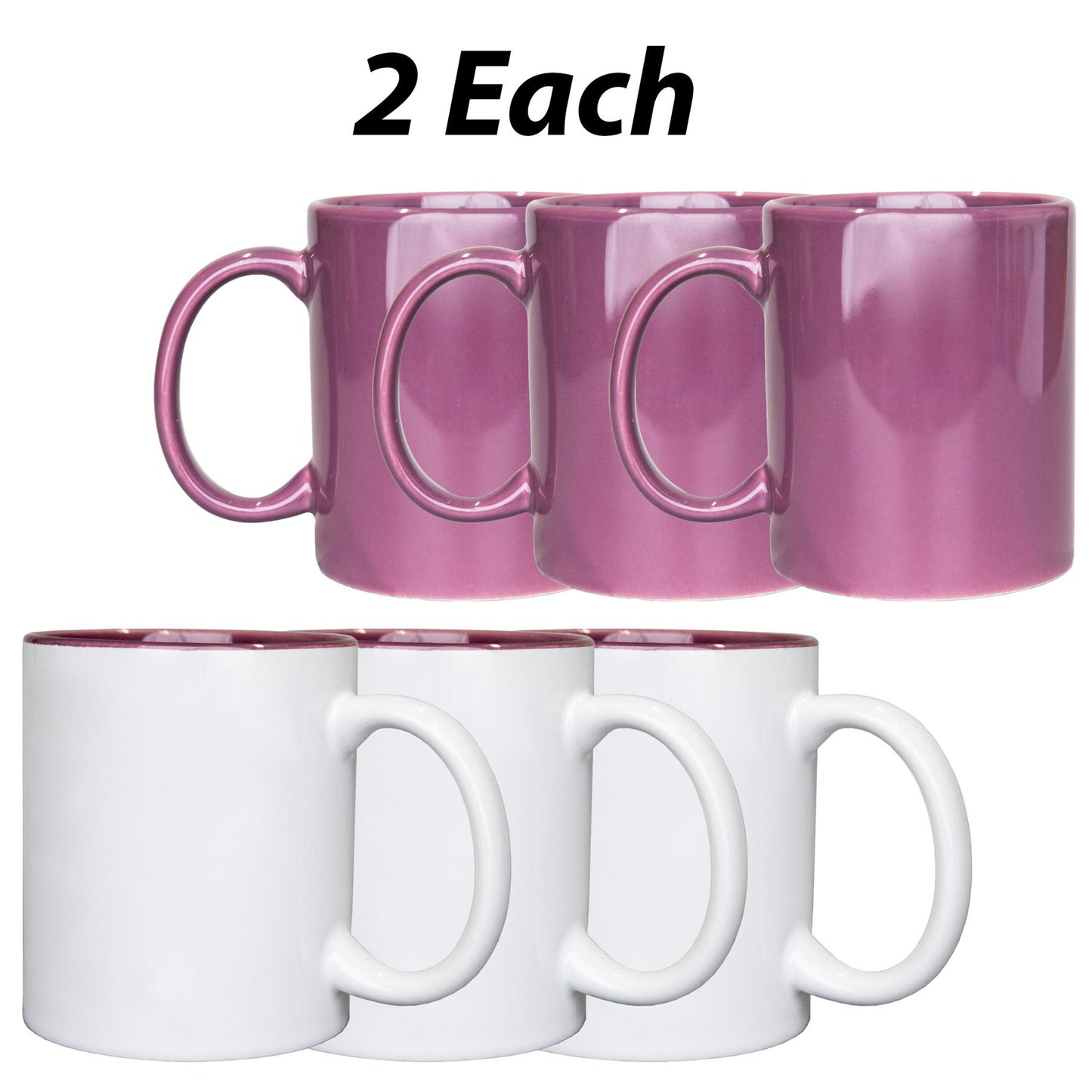 4Pcs Purple and White 2 Tone Sublimation Mugs 11oz (2pcs Each)