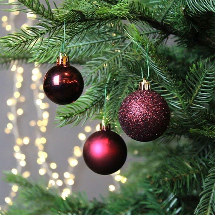 24 Burgundy Baubles (5cm)