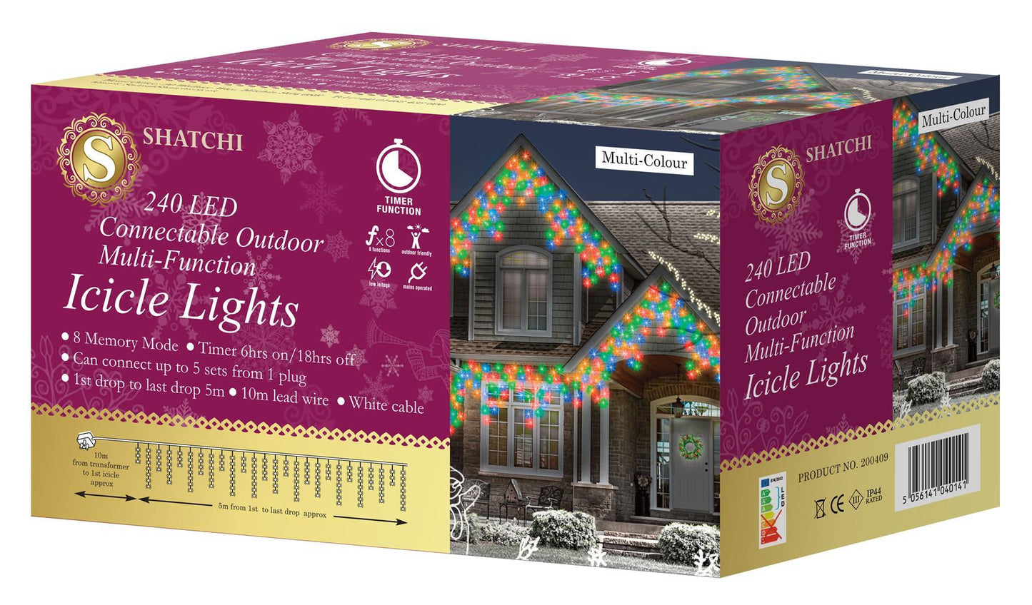 1200 Multicolor LED Icicle Lights