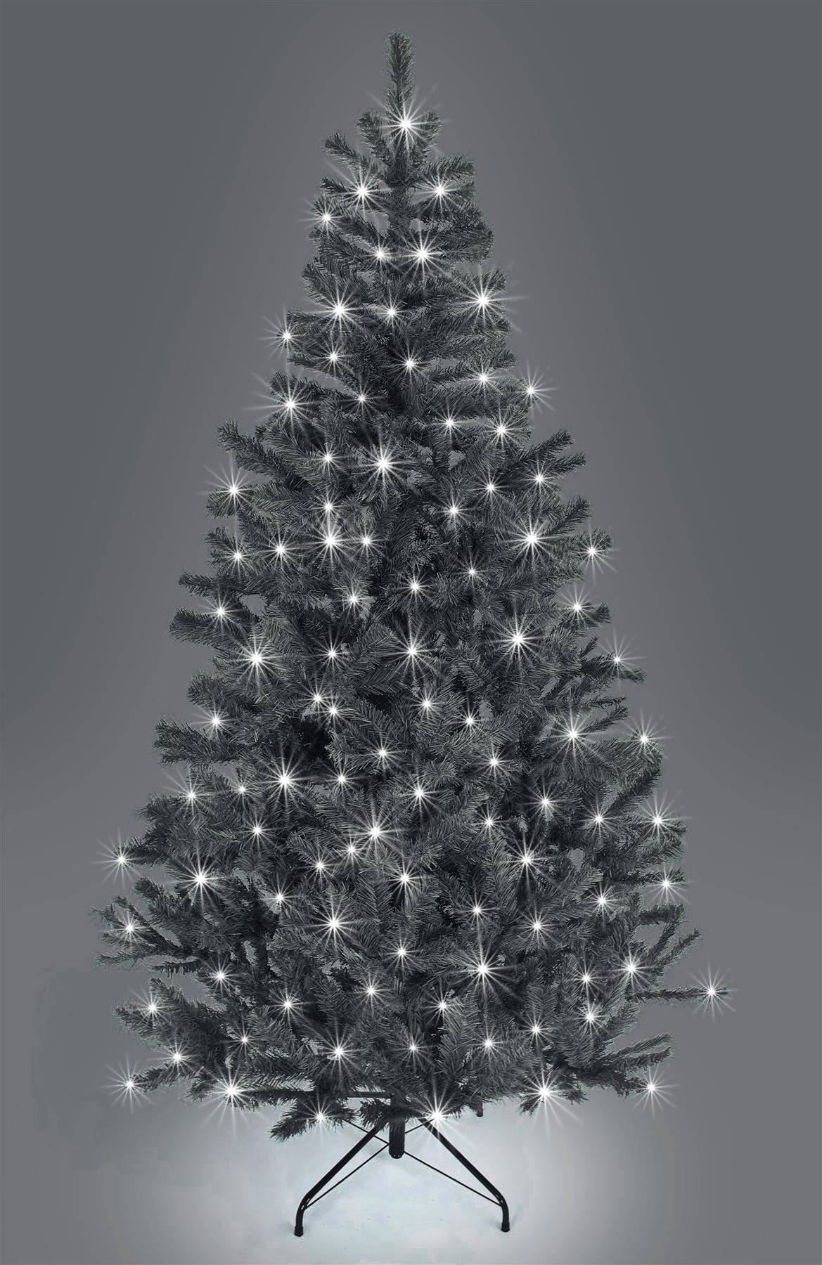 7ft Pre-Lit Alaskan Pine Christmas Tree Black with White LEDs