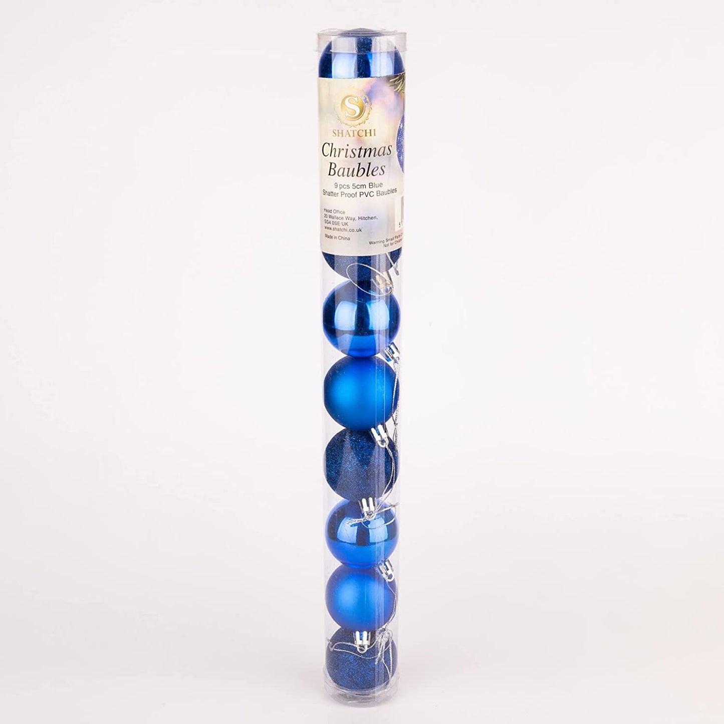 18 Blue Baubles 5cm PVC Set