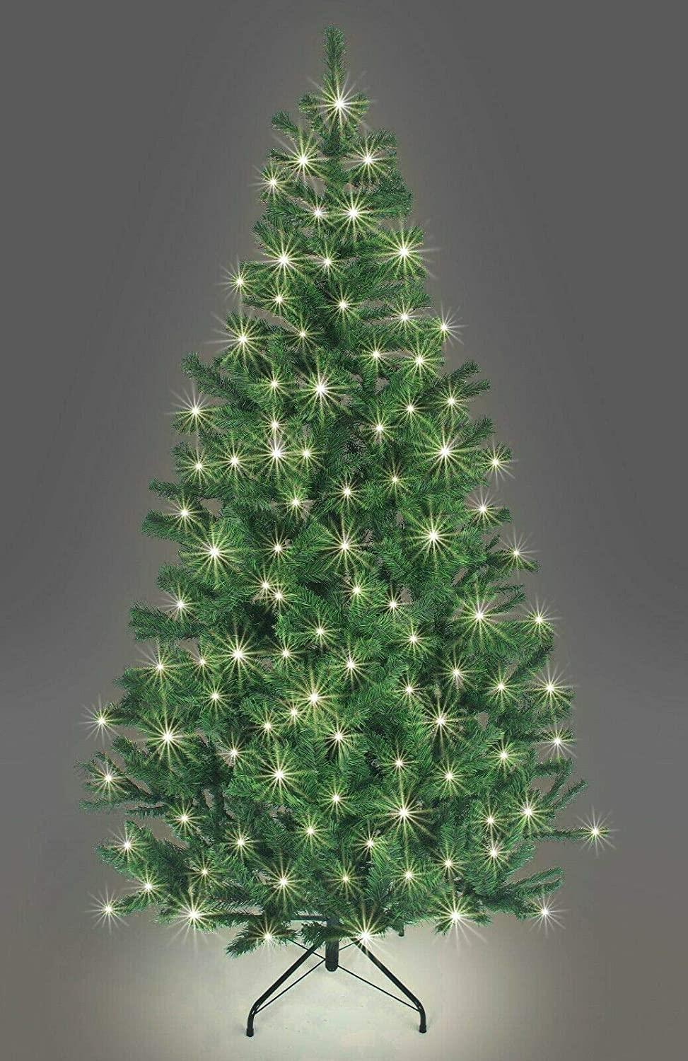 8Ft Pre-Lit Alaskan Pine Christmas Tree Green White LEDs