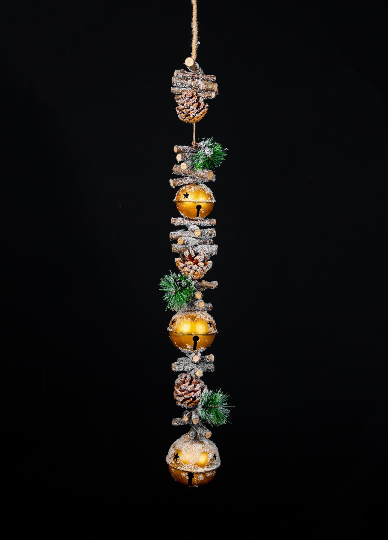 90cm Garland with Gold Triple Bells