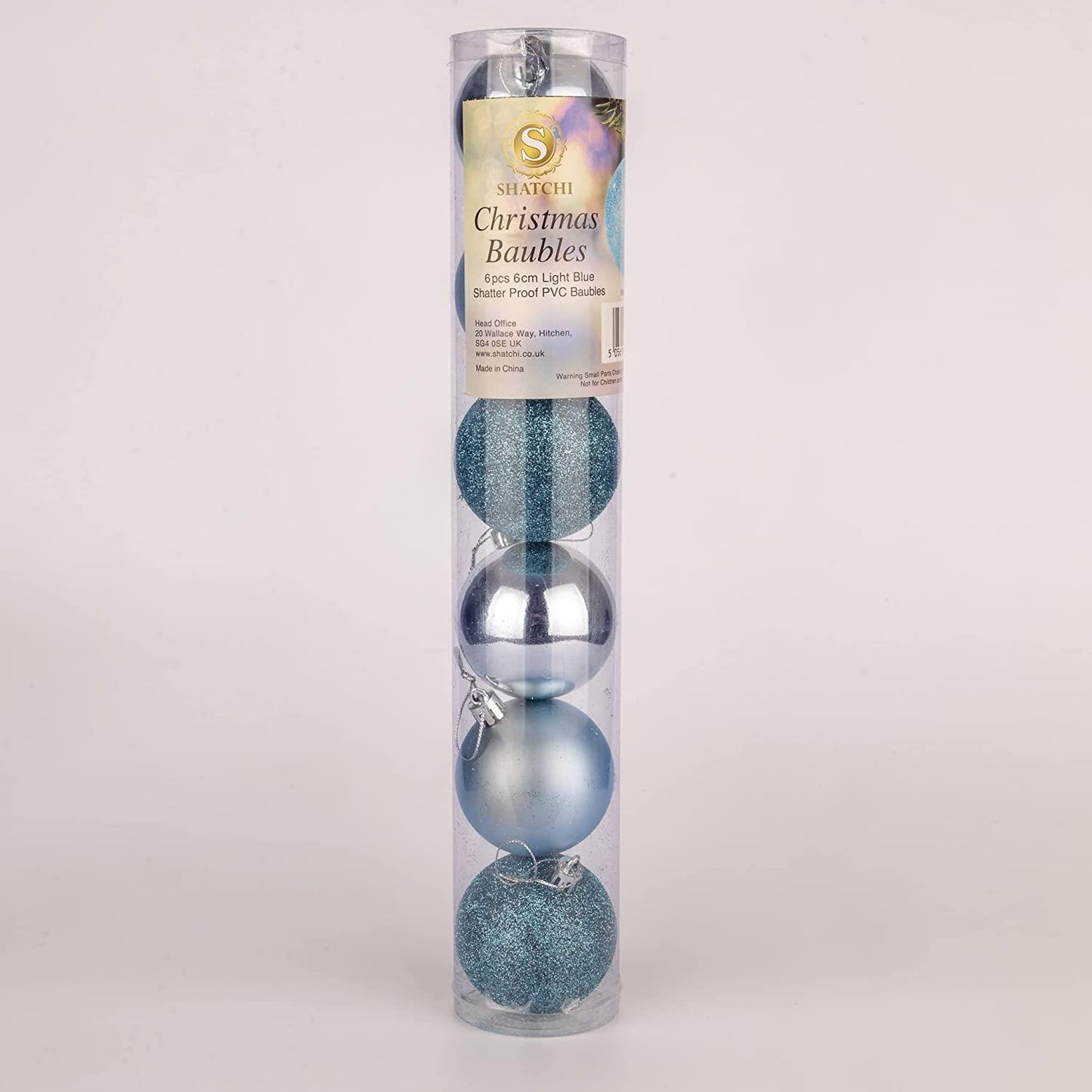 Light Blue Baubles (6cm, 18 pcs)