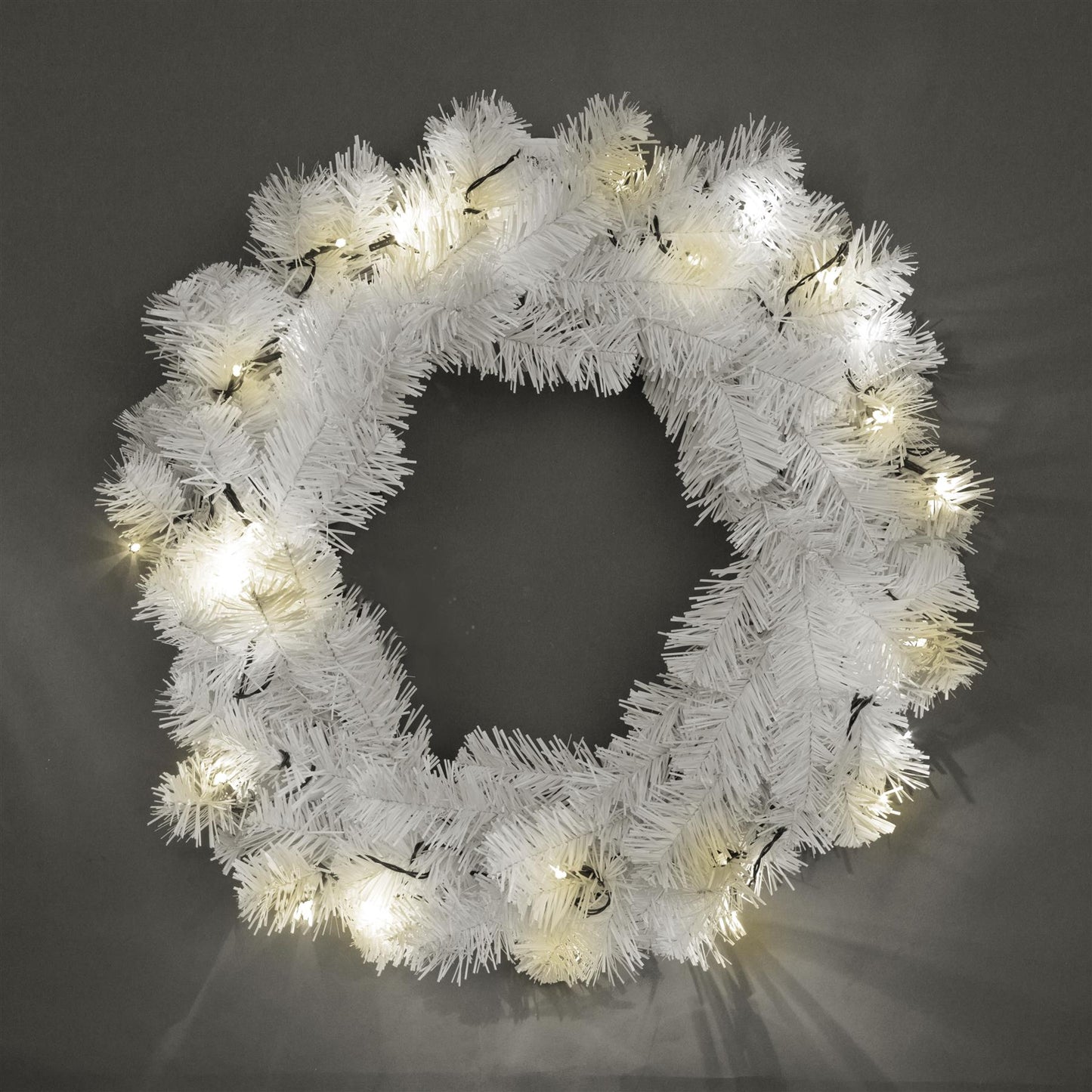 Pre-Lit Warm White LEDs Alaskan Pine Christmas Wreath - 55cm