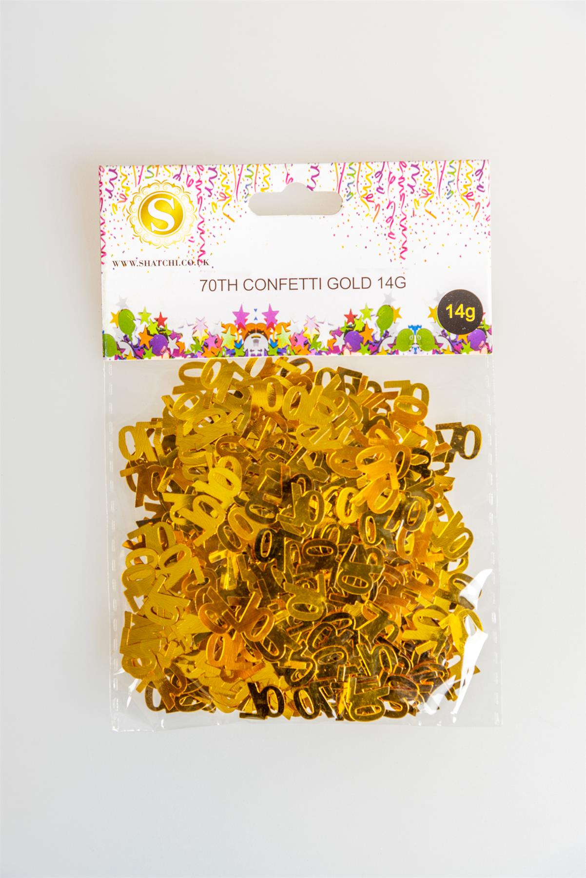 70th Birthday Confetti - Gold, 14g, 4 Pack