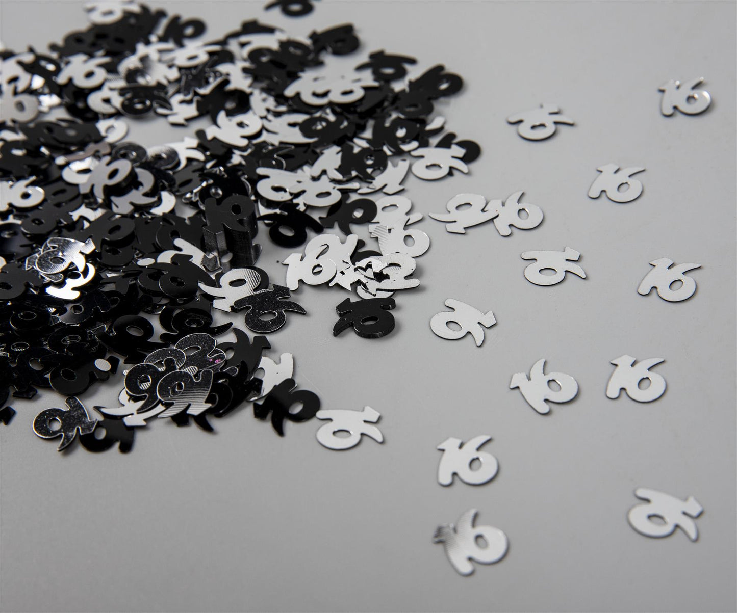 4x 14g Black-Silver 16th Birthday Confetti