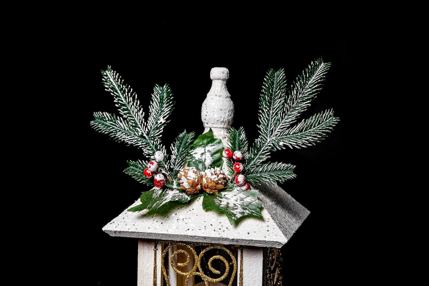 17x17x32cm White LED Wooden Lantern