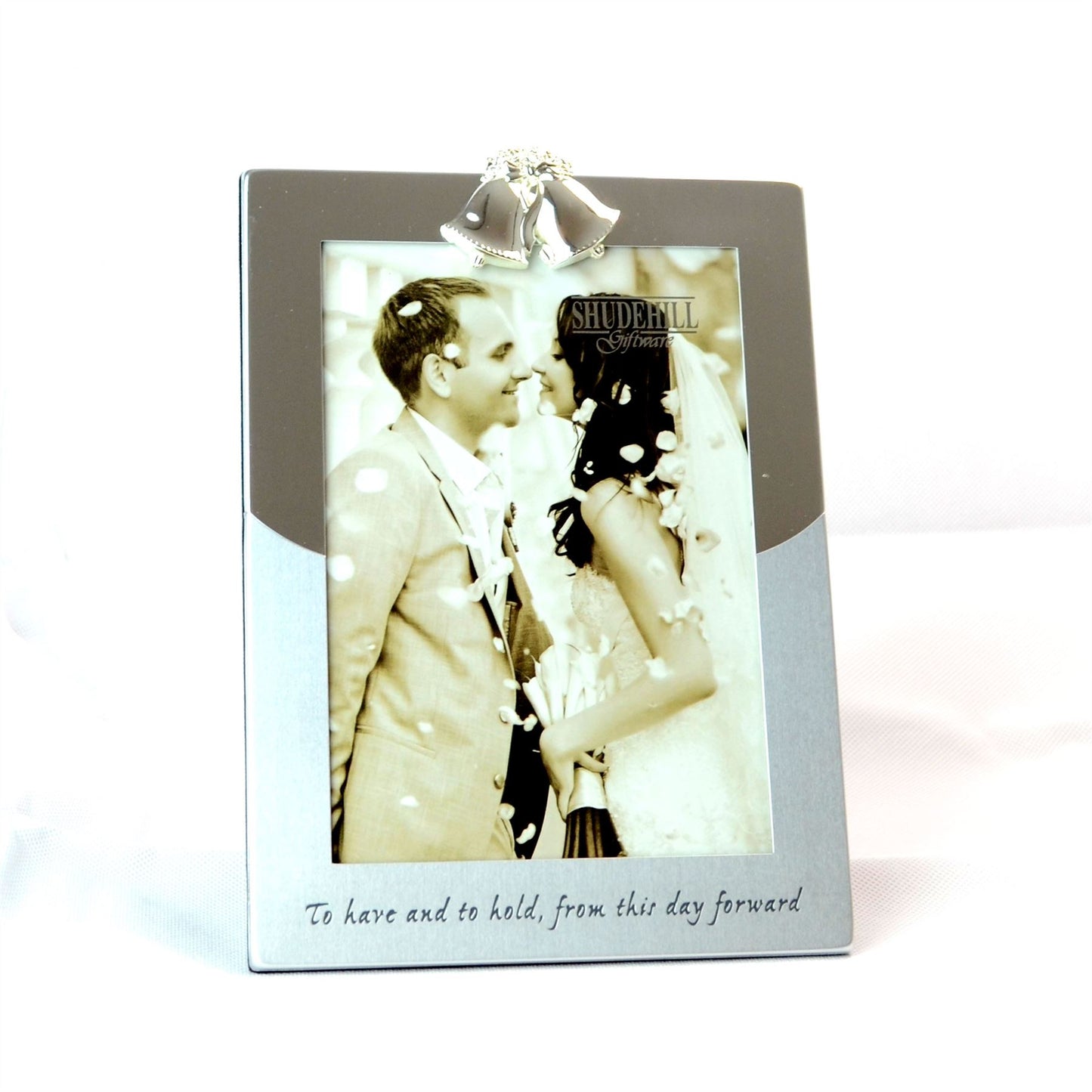 5" x 7" Silver Photo Frame - Silver Double Bell on Top