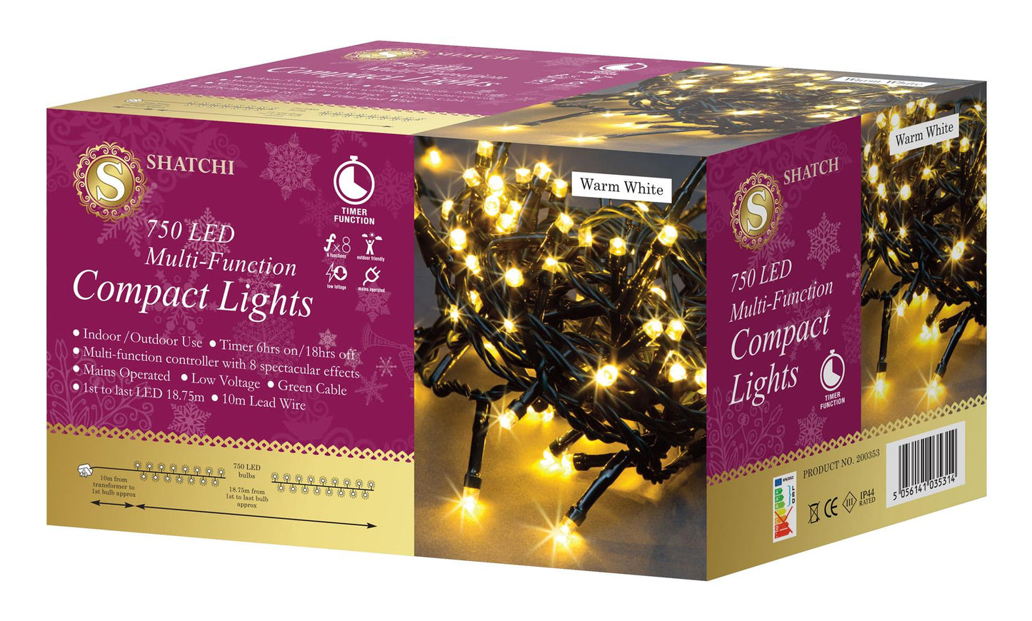 750W LED GC Multi Fun Compact String Lights - 18.75m