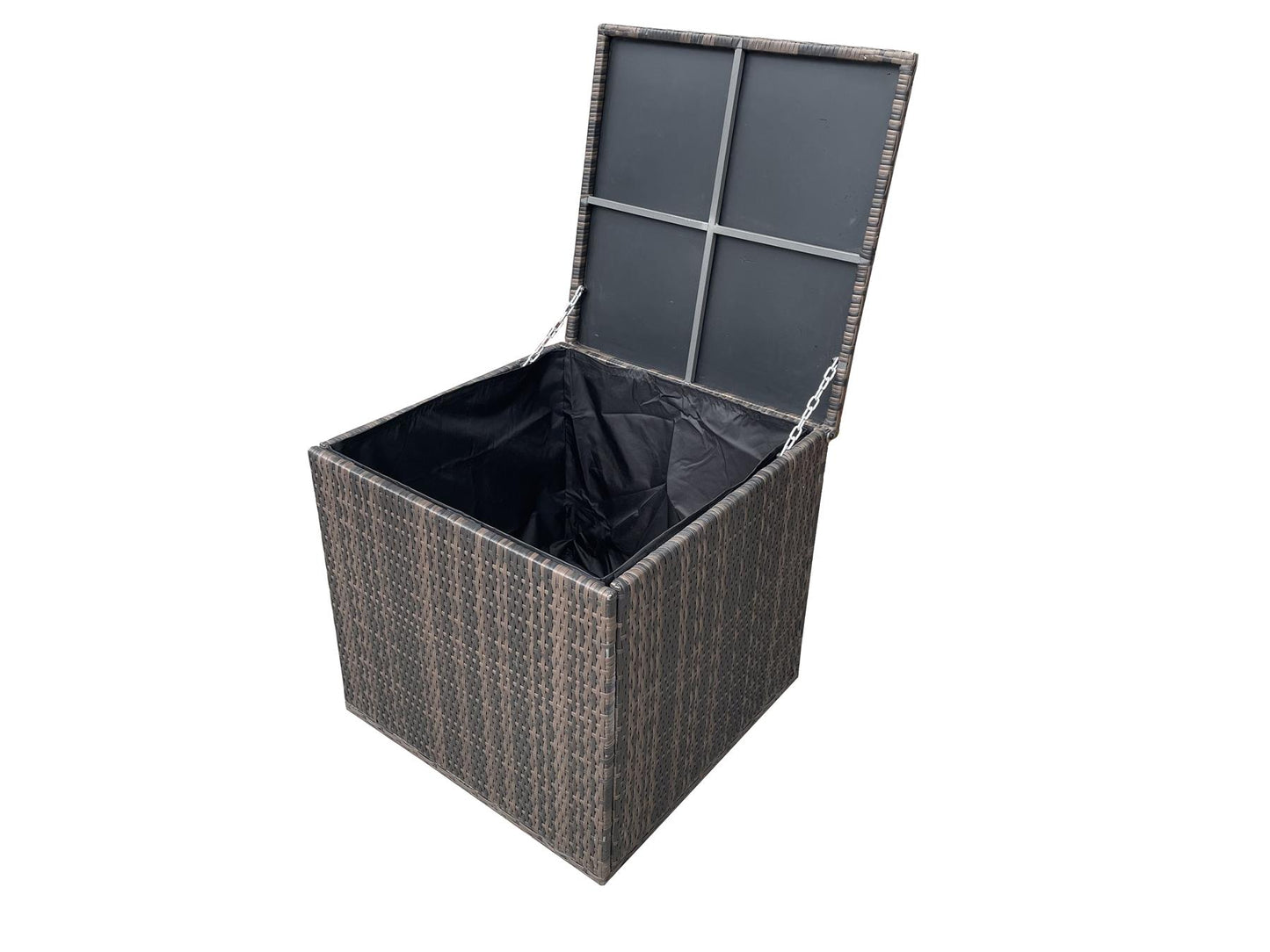 Brown Rattan 3 Seater Sofa, 2 Seater Sofa, 2 Stools, 1 Table, 1 Chair, 1 Storage Box