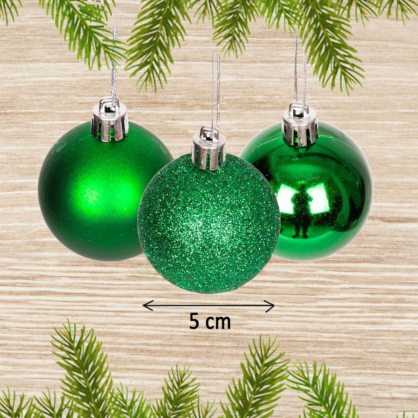 Baubles Dark Green 5cm - 18PCS SET PVC