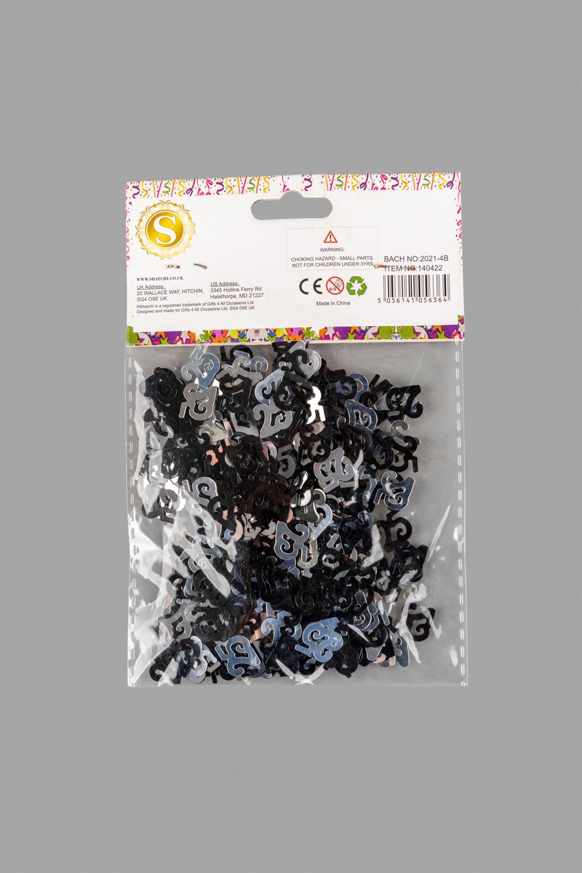 2 Packs 25th Confetti Black & Silver 14g