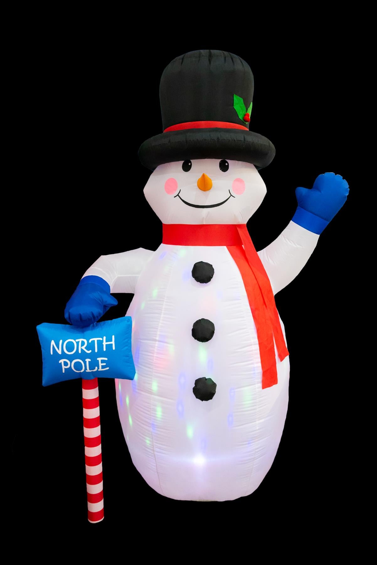 Pre-Lit North Pole Snowman - Mains Powered, 2.4m with 4 LED Lights