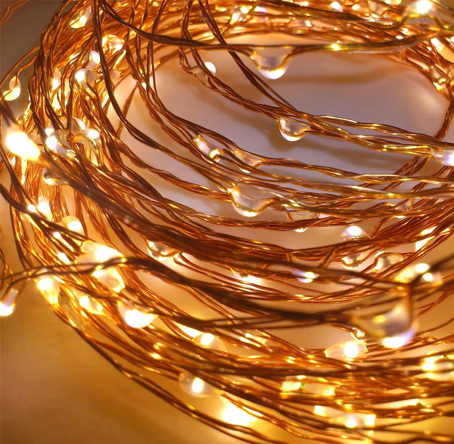 40 Sparkles Warm White LED Battery Lights - Gold Wire