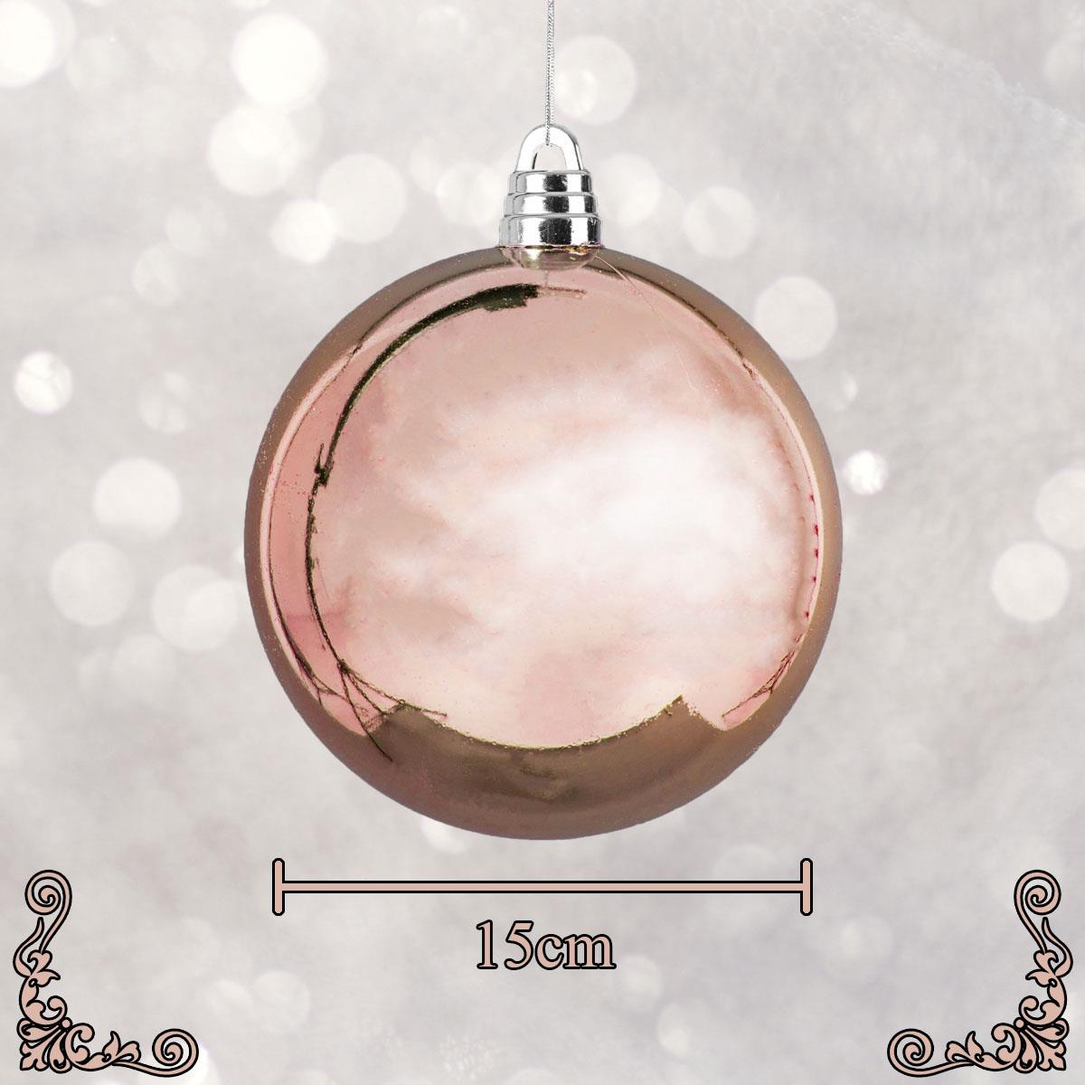3pcs Rose Gold Baubles (15cm, PVC)