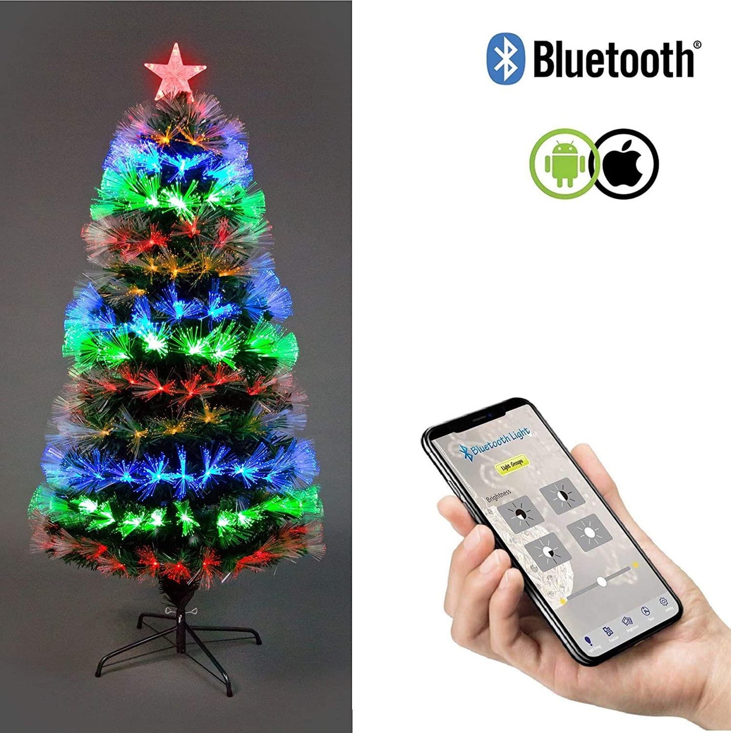 6ft Bluetooth Jupiter Star LED Fibre Optic Christmas Tree